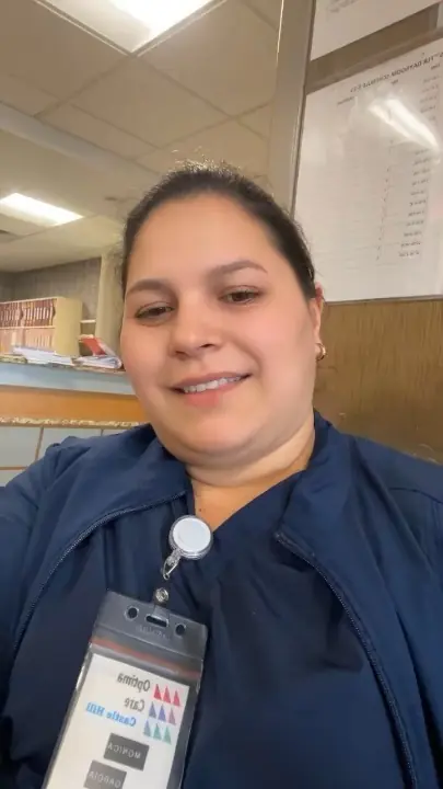 Monica Garcia in nursing scrubs at Optima Castle Hill in Union City
